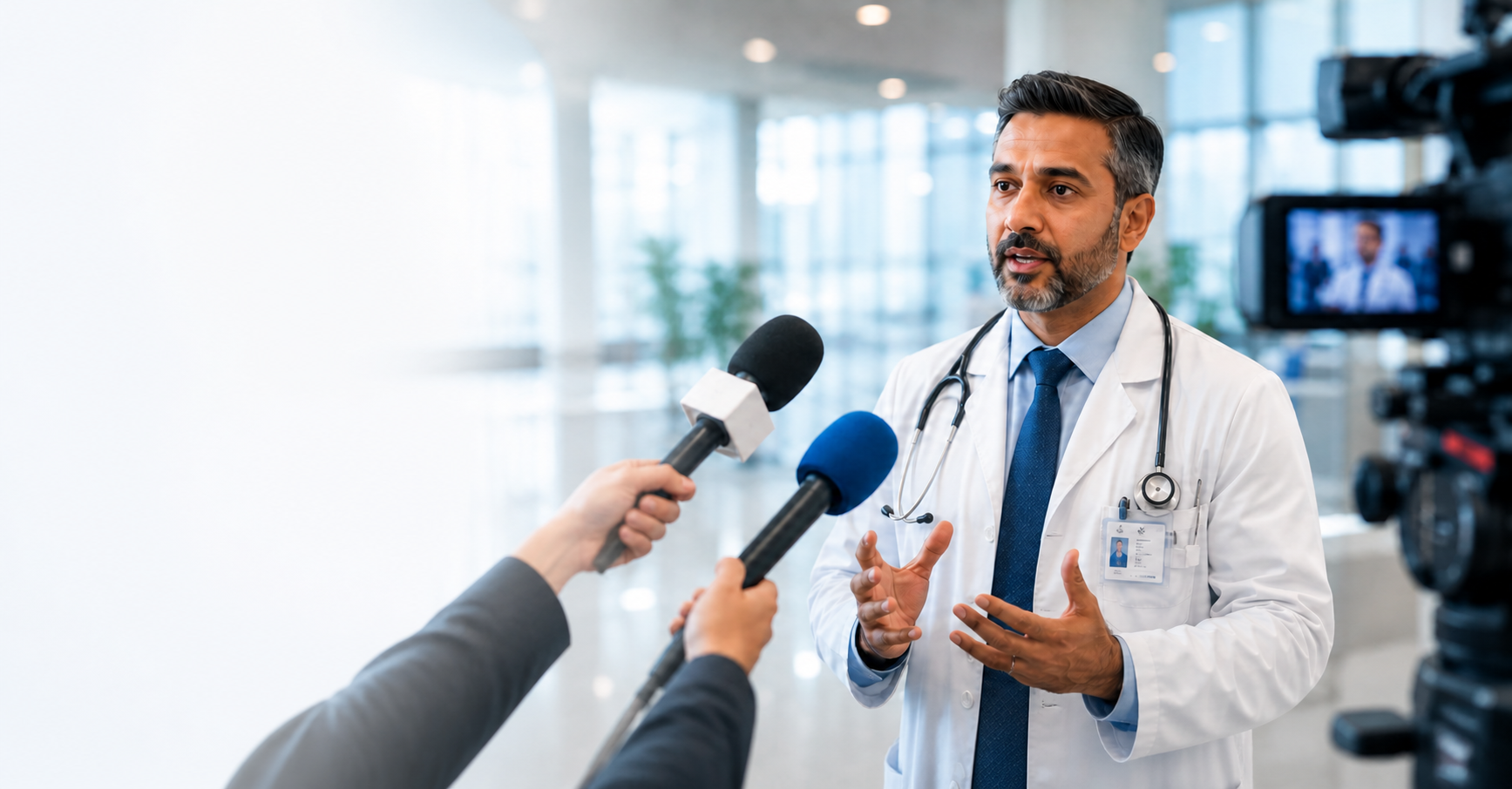 Doctor participating in a professional media interview